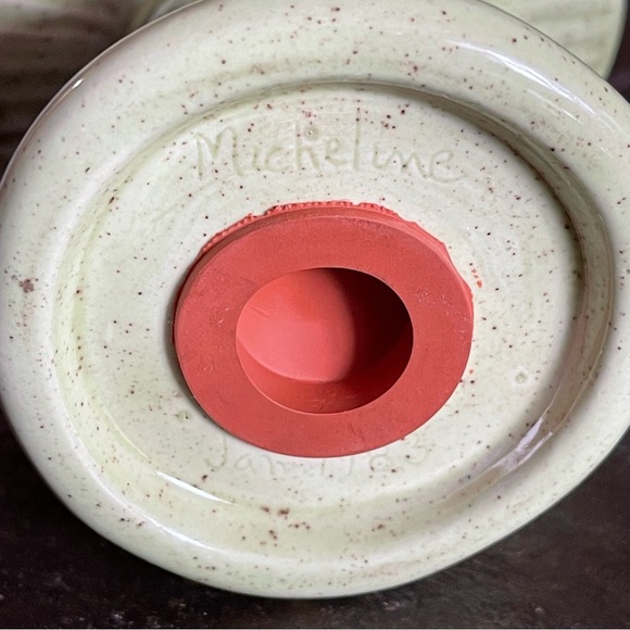 Vtg MCM 70s Ceramic Green Speckled Drip Glaze Big Mushroom Spice Shaker Salt - Picture 4 of 5